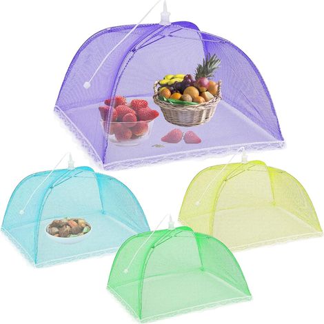 4Pcs Cloche Alimentaire, Cloche Alimentaire Pliable Anti-mouche Pop-up en Maille, Couvercle de Nourriture Pliant Tente Parapluie Anti-moustiques Anti-Insectes Protection pour Pique-Nique Barbecue 43cm (1/5)