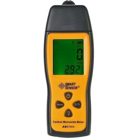Elektrochemischer CO-Gasdetektor – Akustischer und optischer Alarm – Messbereich 0–1000 ppm – Einfache Installation in beengten Räumen – AS8700A (1/5)
