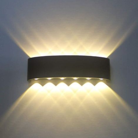 Black LED Indoor Wall Light, Modern 12W Aluminum Wall Sconce, Up/Down Spotlight, Night Light for Living Room, Bedroom, Hallway, Stairwell, Passage (Warm White) [Energy Class A+] (1/5)