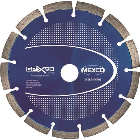 MEXCO GPX9018022 GPX90 Concrete Diamond Blade 180 x 22mm MEXGPX90180 (1/2)