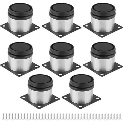 8 Pièces Pied de Meuble Réglables 5 cm, Pied Reglable pour Meuble, Ronds Métal Acier Inoxydable, Pieds Meuble Cuisine, Pieds de Meubles Armoires éTagèRes Table Acier Inoxydable, avec Vis (1/4)