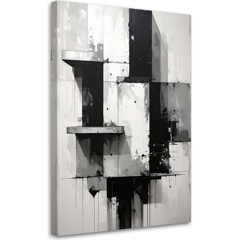 Tabelau sur Toile, Abstraction en noir et blanc,20x30 (1/4)