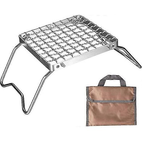 Barbecue de camping pliable, grille robuste en acier inoxydable 304, barbecue de camping portable avec support et sac de rangement, compatible avec la cuisine en camping en plein air. (1/5)