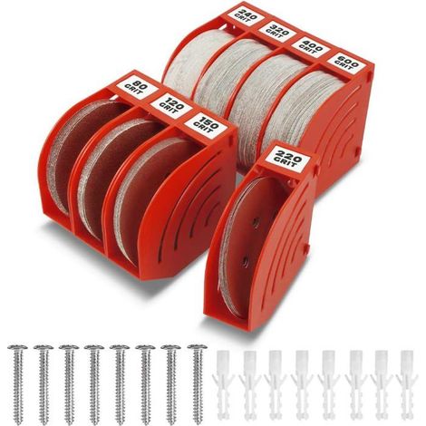 Boîtes De Rangement Pour Disques Abrasifs 150 Mm – Lot De 8,Rangement Mural En Abs Rouge,Compatible Disques Psa Et Auto-Agri[BI74] (1/5)