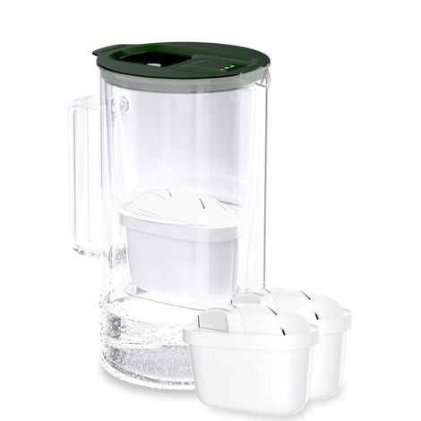 carafe filtrante en verre 2L avec compteur LED, 2 cartouche - Vert (1/5)