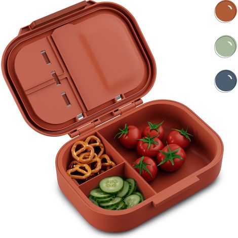 Klarstein Bunko - Lunchbox, 3 scomparti, incl. 3 pz. Posate ca. 21 x 14,5 x 5,5 cm