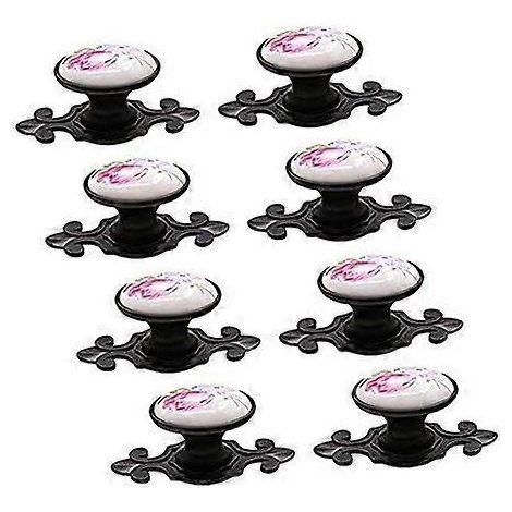 Lot de 10 poignées de porte noires, boutons de porte, boutons de meubles, bouton de meuble style vintage, ensemble de poignées de meubles en céramique (1/5)