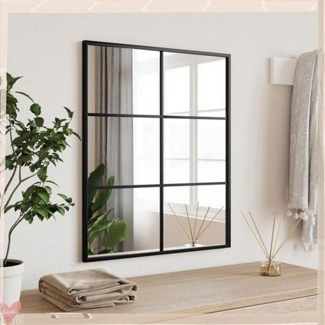 358647 Miroir mural noir 50x60 cm rectangulaire fer (1/5)