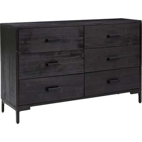 Buffet Meuble de rangement Noir 110x35x70 cm Bois de pin massif (1/5)