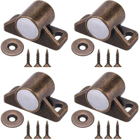 4 Stück magnetische Türriegel, Schranktürmagnete mit Edelstahlschrauben für den Verschluss von Küchenschrank-Schiebetüren (Bronze)