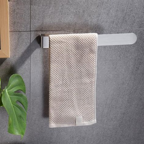 Porte Serviette Salle de Bain,Porte Torchon Auto-Adhésif Étagère Serviette sans Percage en Acier Inoxydable 304 Barre Serviette Murale pour Lavabo Toilette Hôtel Cuisine,Argent Brossée 37CM