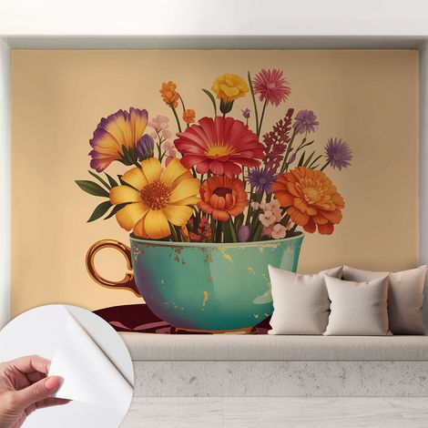 Papier peint autocollant Mural avec colle pour salon et chambre Décoration murale rapide Bouquet coloré 208x146 cm (1/5)