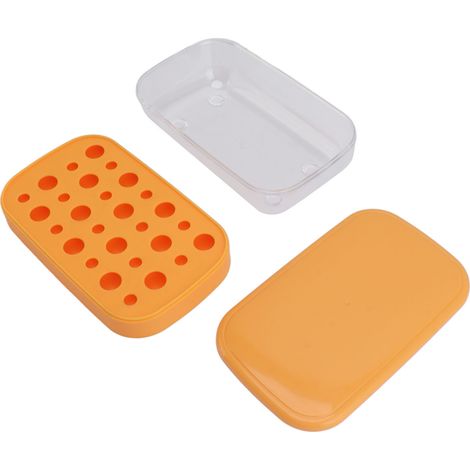 Moule à glaçons réutilisable et flexible, démoulage facile, bac à glaçons rond avec couvercle, multicouche orange (1/5)