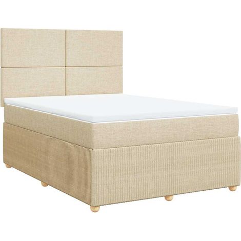 Maison Exclusive - Sommier à lattes de lit avec matelas Crème 160x200 cm Tissu (1/5)