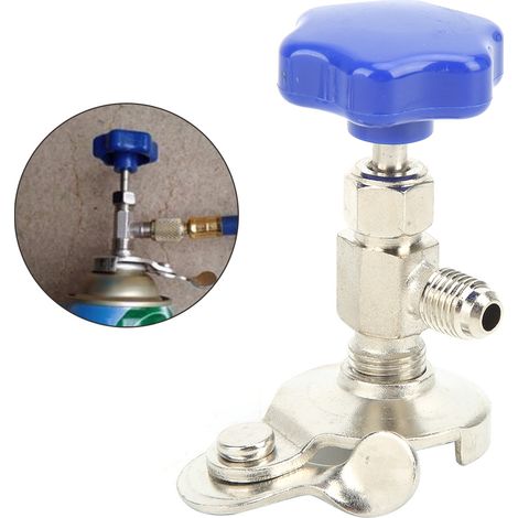 Outil de réparation pour climatisation automobile : ouvre-bouteille de réfrigérant avec valve de distribution 337B R12 R134A (1/5)