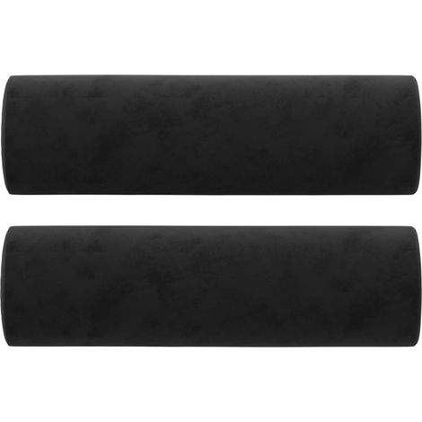 Cuscini Decorativi 2 pz Nero Ø15x50 cm in Velluto vidaXL