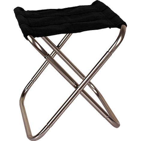 Tabouret de camping pliant et portable argenté, idéal pour la randonnée, les barbecues, les pique-niques au jardin et la plage. (1/5)