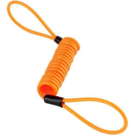 Câble De Rappel Antivol - 3.5 Mm - Pour Moto Vélo Scooter - 1.2 M - Orange (1/4)