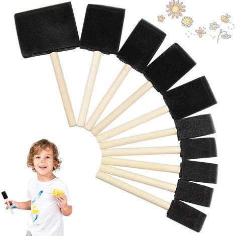 Pack de 10 Brosse éponge Peinture éponge écouvillon Brosse En Mousse Enfants Brosse En Mousse pour Arts Artisanat Peinture à L'aquarelle Art Accessoires (1/5)