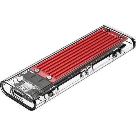 Box esterno per hard disk TCM2-C3 M.2 nvme USB-C 10Gb/s - Rosso/Trasparente (1/4)
