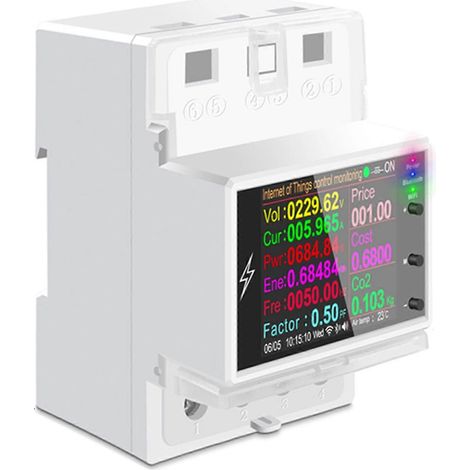 Interrupteur intelligent sur rail DIN Tuya, télécommande Wi-Fi, compteur de facteur de puissance fL (1/5)