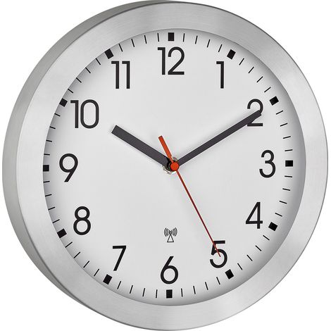 TFA Dostmann 60.3546.02 Funk Wanduhr 25 cm x 40 mm Aluminium (gebürstet) (1/3)