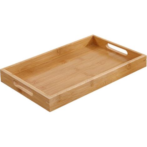 1 Plateau en bambou, rectangulaire avec poignées, finition lisse, pour petit-déjeuner et décoration maison (1/5)