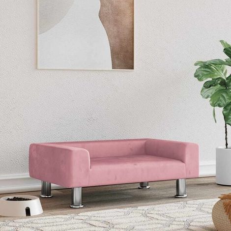 Panier pour chien en velours rose, 70 x 45 x 26,5 cm