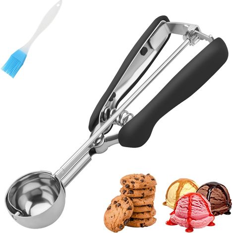 1 Cuillère à biscuits, Taille 60, Acier inoxydable, Déclencheur à ressort, Pour pâtisserie et cuisine