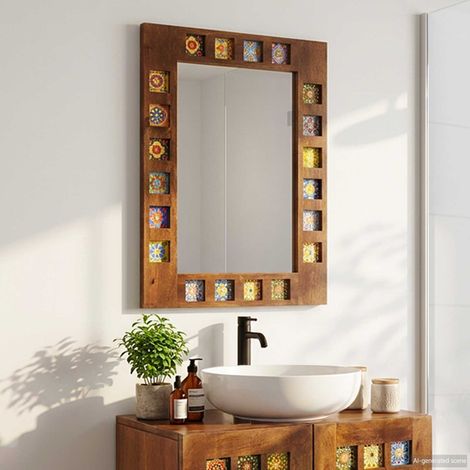 vidaXL Miroir de salle de bain avec stockage Noyer 50 x 70 x 2,5 cm (1/5)