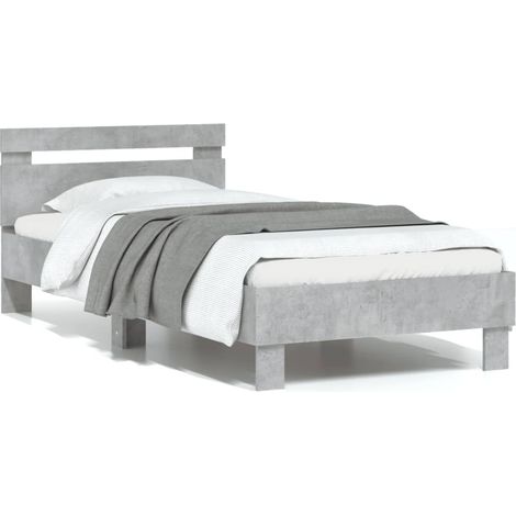 Cadre de lit tête de lit gris béton 75x190 bois ingénierie (1/5)