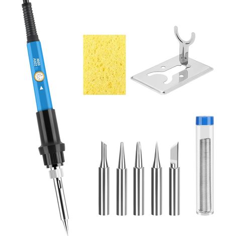 Fer à Souder 60W Kit de Soudure Precision Numérique Souder 200℃-450℃ Température Réglable Souder Électrique avec Interrupteur ON-OFF,5 Pointes de Rechange pour Réparation Soudage Brasage Quotidiens (1/5)