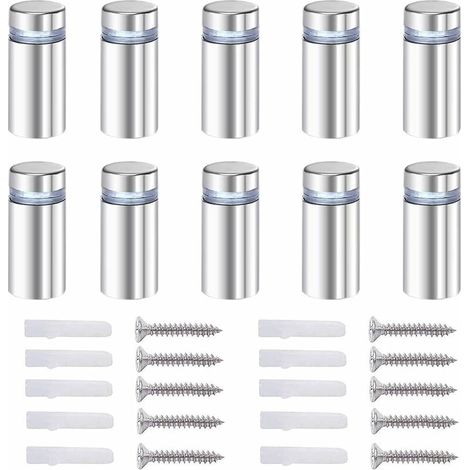 20 tornillos separadores para vidrio, espaciadores de eje para publicidad, acero inoxidable, 12 x 40 mm, con accesorios de montaje.