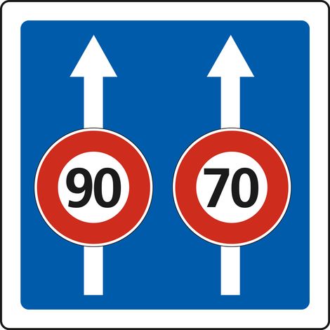 Panneau Indication C24a – Conditions de circulation par voie (personnalisable) – Carré Classe 1 350 mm – Gamme BRETAGNE (1/5)