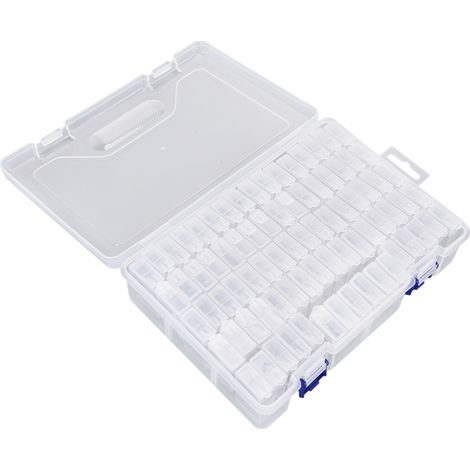Boîte de rangement transparente pour strass avec compartiments et autocollants - Indispensable pour organiser vos strass (1/5)