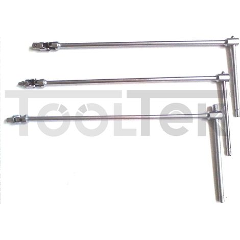 SET 3pz CHIAVI A T SNODATA LUNGA BUSSOLE ATTACCO QUADRO 1/2″ 1/4" 3/8"