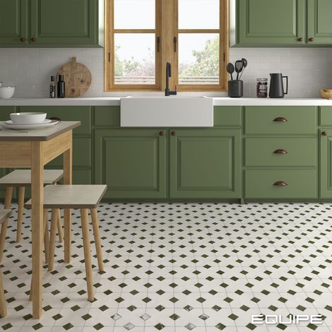 Carrelage effet rustique AL ANDALUS Cabochon Verd - Brillant - boîte de 0.13 m2 Cabochon Verd - Brillant / Poli - boîte de 0.13 m2