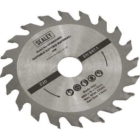 Sealey SM85B20 20tpu Circular Saw Blade �85 x 15 x 1.3mm