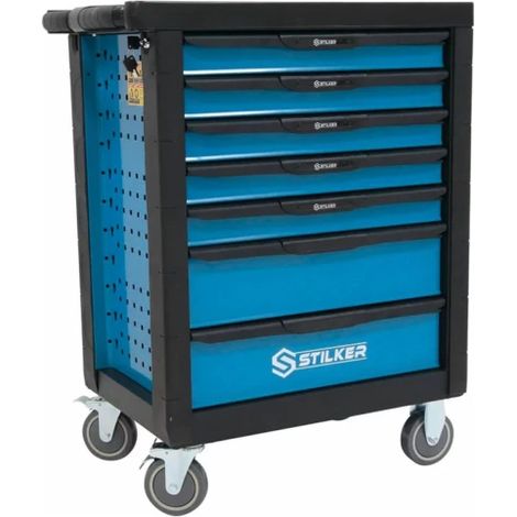 Servante d'atelier roulante 7 tiroirs – Charge max 35kg par tiroir – Dimensions 770x470x970mm – 147 outils inclus – Stilker (1/3)