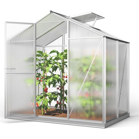 GFP Serra ECO-Star 2 telaio in alluminio 192 x 131 cm, lastre a doppia parete di 6 mm, con apri-finestra automatico e telaio di fondazione (1/5)