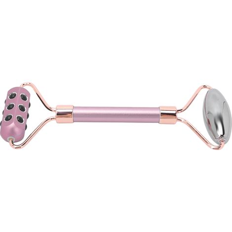 Rouleau facial térahertz en aluminium, manche ergonomique anti-rides, outil de massage visage rose, lisseur de peau, soin liftant, accessoire beauté (1/5)