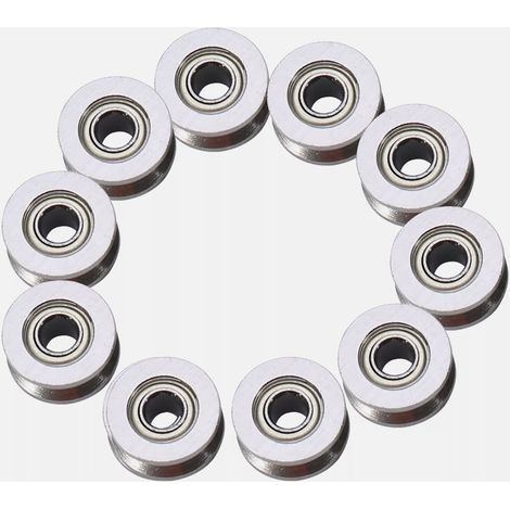 Lot de 10 poulies de guidage à billes à gorge en U U624ZZ pour système de mouvement linéaire sur rail, 4 x 13 x 7 mm