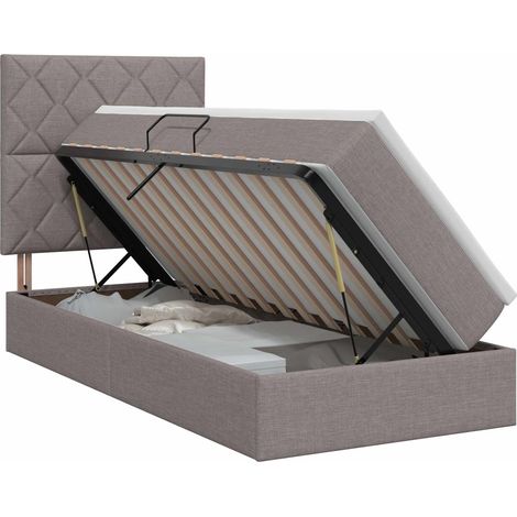 Aufbewahrungsbett mit Matratze Taupe 90 x 200 cm Stoff vidaXL (1/5)