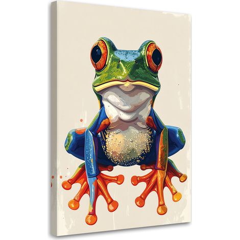 Tabelau sur Toile, Grenouille amphibiens animaux colorés,20x30 (1/4)