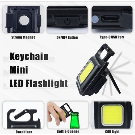 Mini lampe porte-clés COB portable haute luminosité, rechargeable Type-C, lampe de travail pour l'extérieur (1/5)