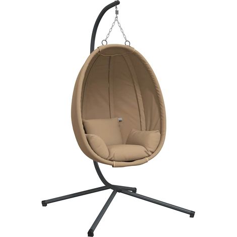 Chaise de salon,Chaise suspendue en forme d'œuf et support taupe rotin et acier CFW242438 (1/5)