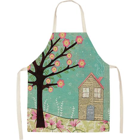 Tablier De Cuisine - Motif Plante Dessin Animé - Imperméable Et Résistant - Pour Cuisson Et Pâtisserie - 1 Pièce (1/2)