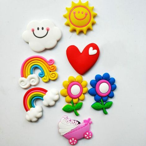 Aimants décoratifs 3D en silicone arc-en-ciel pour frigo, tableau blanc, armoire, cuisine, jouets éducatifs pour enfants, autocollants muraux mignons, pack multi-couleurs (1/5)