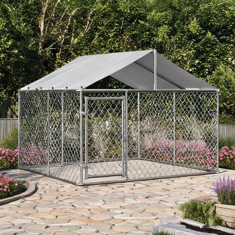 Parc de jardin pour chien en tube d'acier galvanisé 2,3 x 2,3 m (1/5)