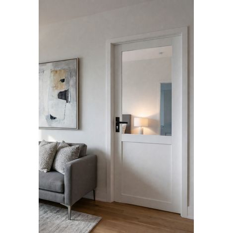 Blocco Porta Officina BIANCO senza montante H204 x L73 Dimensioni Tavolo Spingendo Destra + Maniglia